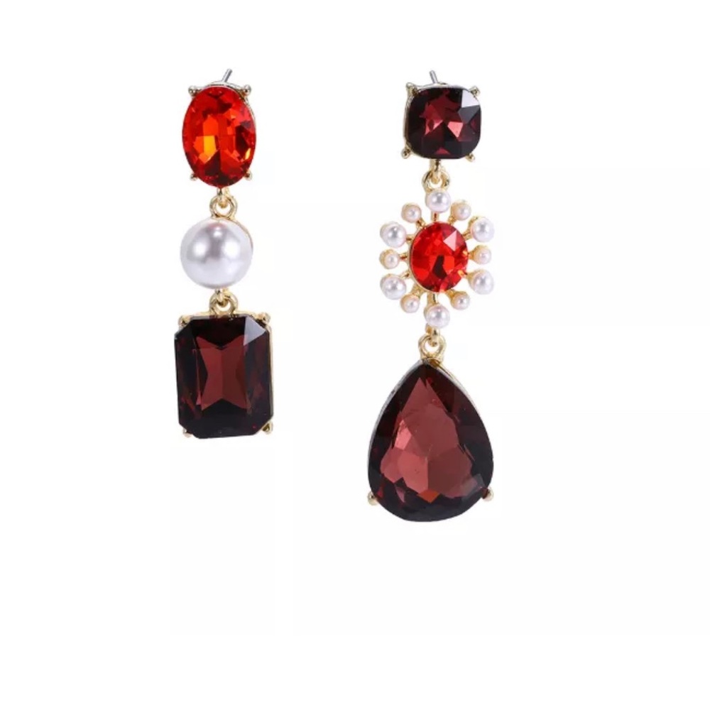 Colorful pearl rhinestones stud earrings